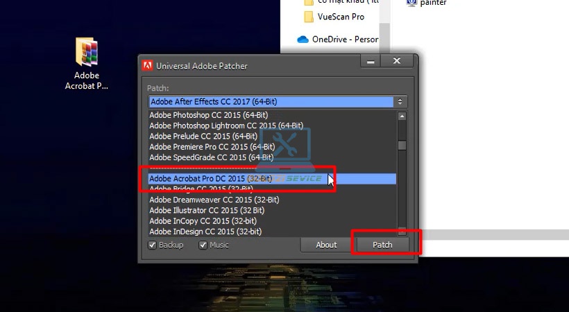 Tìm file Acrobat và Patch