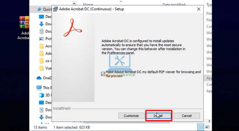 Nhấn Install Acrobat pro DC 2023