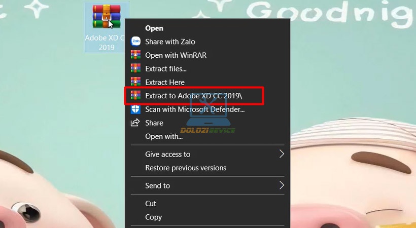 Giải nén phần mềm Adobe XD
