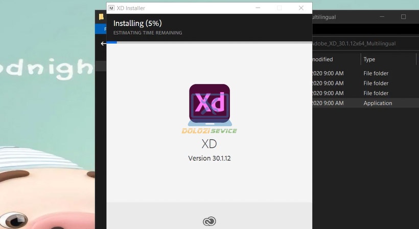 Chờ Adobe XD cài đặt xong