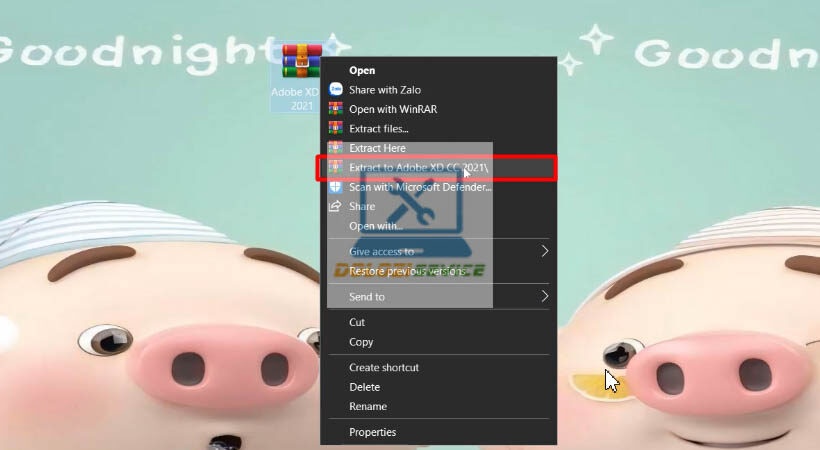 Giải nén file cài đặt Adobe XD 2021
