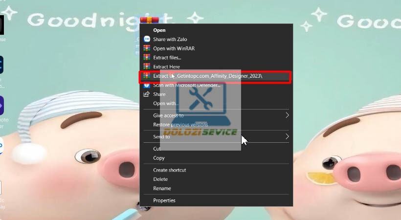 Giải nén file cài đặt Affinity Designer 2023
