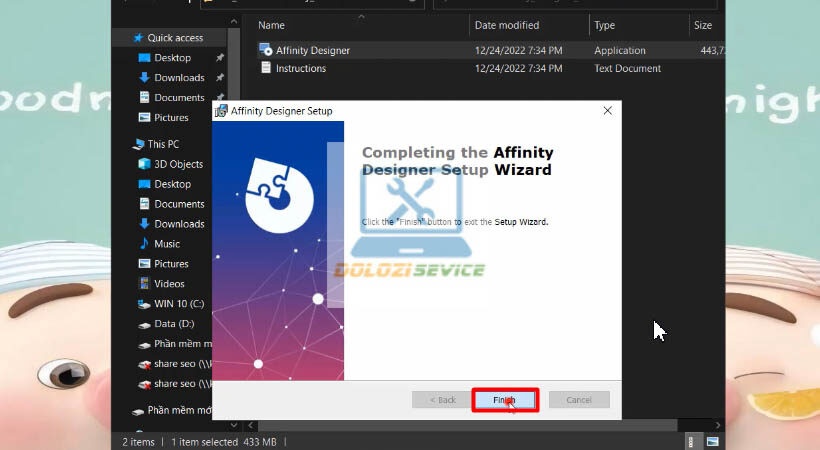 Hoàn tất cài đặt Affinity Designer 2023