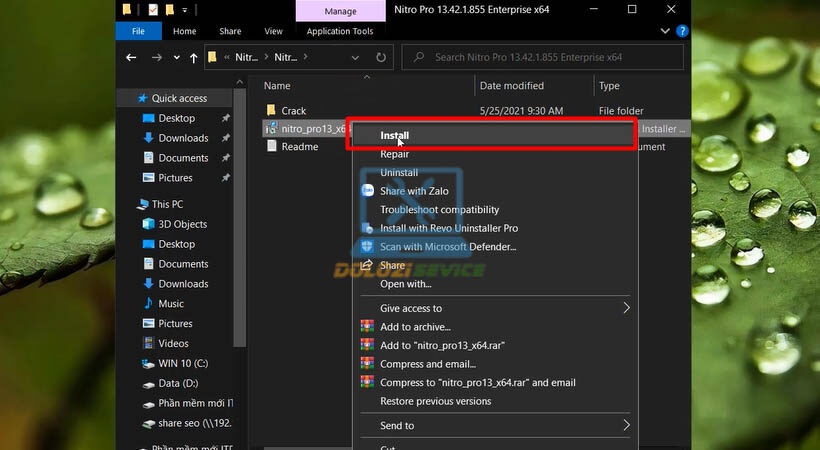 Chọn Install để cài đặt Nitro PDF 2021
