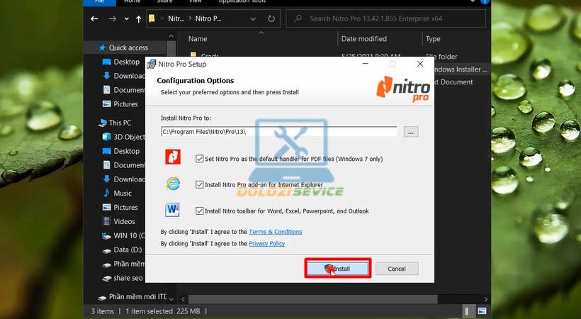 Chọn Install để tiếp tục cài đặt Nitro PDF 2021