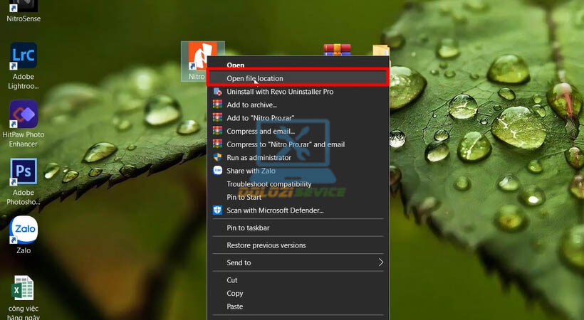 Mở Open file location Nitro PDF 2021