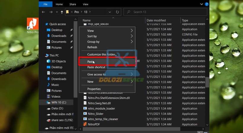 Dán file kích hoạt vào thư mục cài đặt Nitro PDF 2021