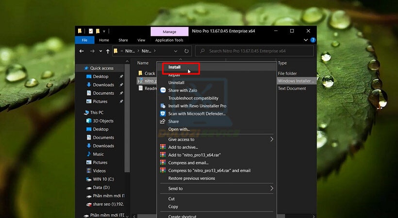 Tiến hành chọn Install file như hình.