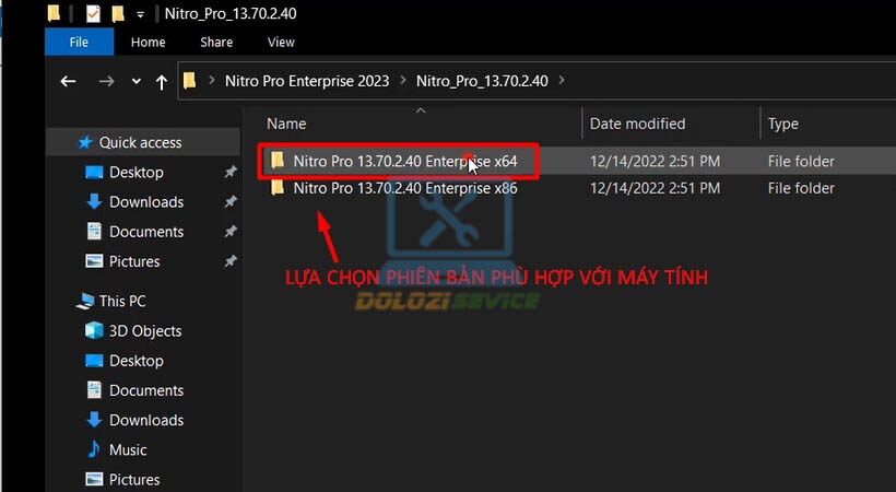 Mở file cài đặt phù hợp với máy tính Nitro Pro Enterprise 2023