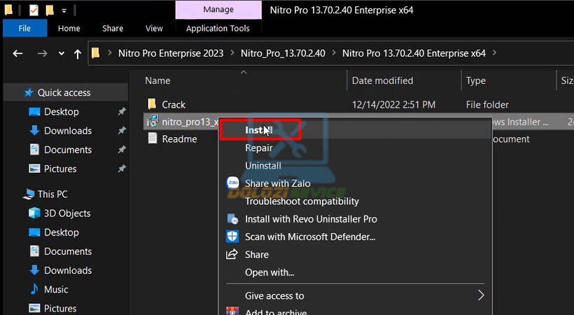Chọn Install như hình Nitro Pro Enterprise 2023
