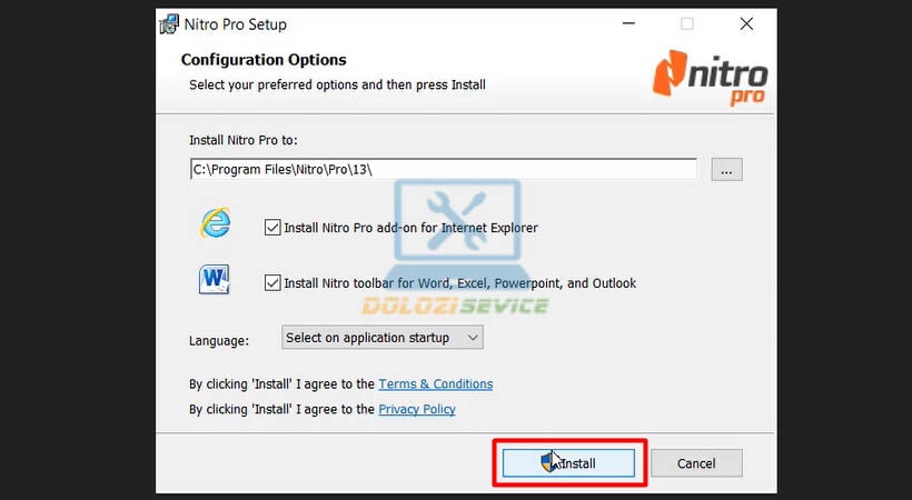 Chọn Install Nitro Pro Enterprise 2023