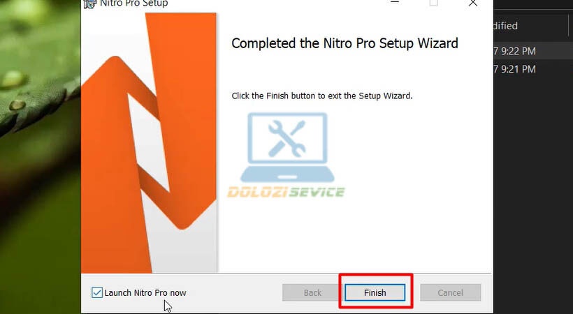 Chọn Finish Nitro Professional 11