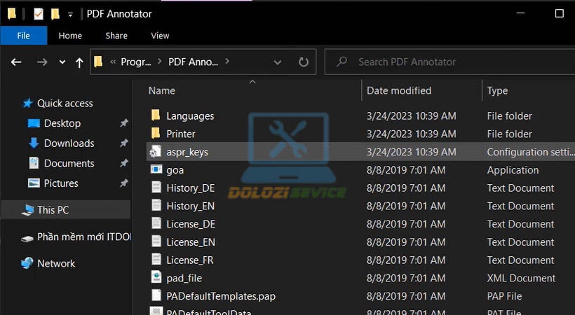 Mở vị trí file PDF Annotator 2019