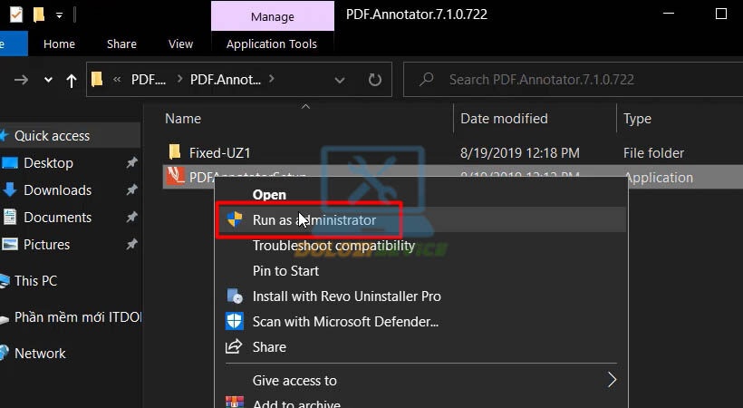 Chạy file setup bằng quyền Admin PDF Annotator 2019
