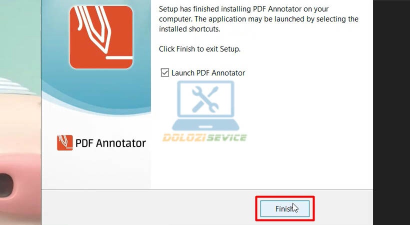 Chọn Finish PDF Annotator 2019