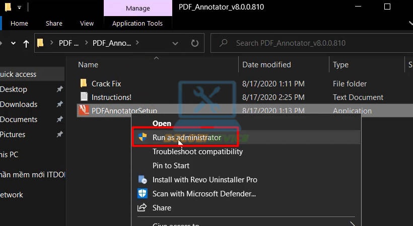 Chạy file setup bằng quyền Admin PDF Annotator 2020