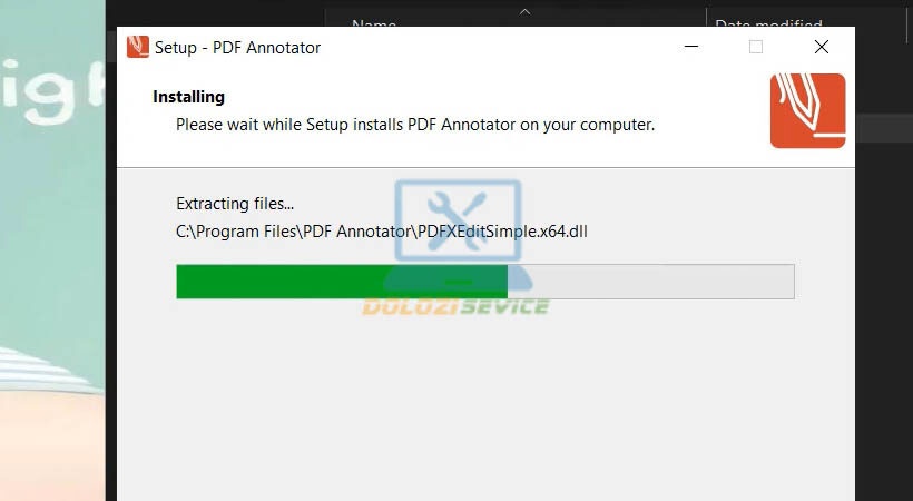 Chờ phần mềm tiến hành cài đặt PDF Annotator 2020