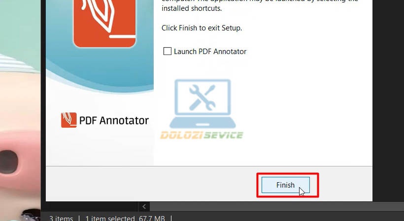 Chọn Finish PDF Annotator 2020