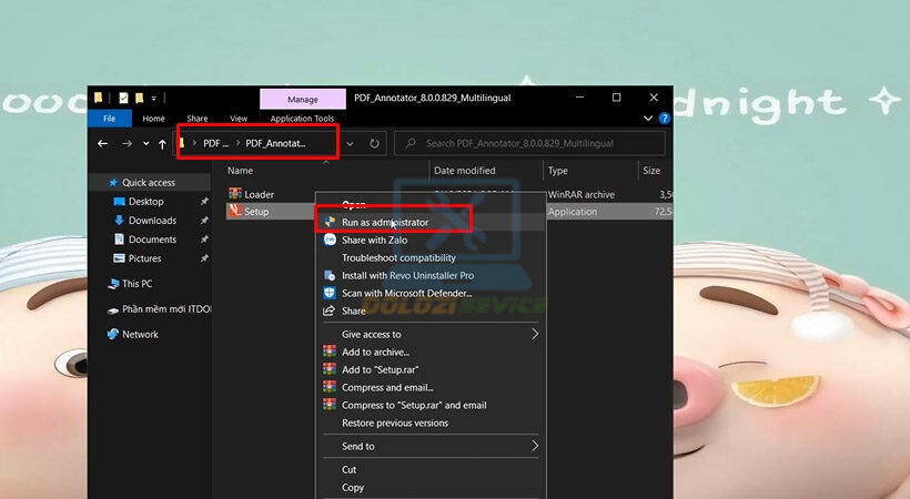 Khởi chạy file cài đặt với quyền Admin.