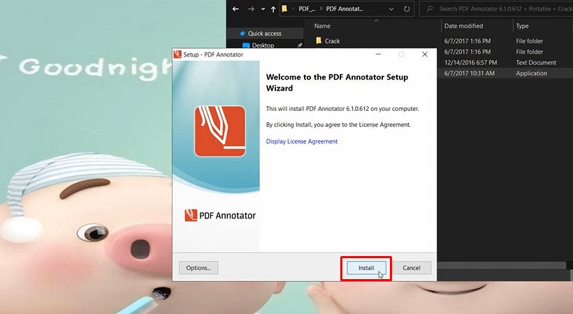 Chọn Install Annotator Portable
