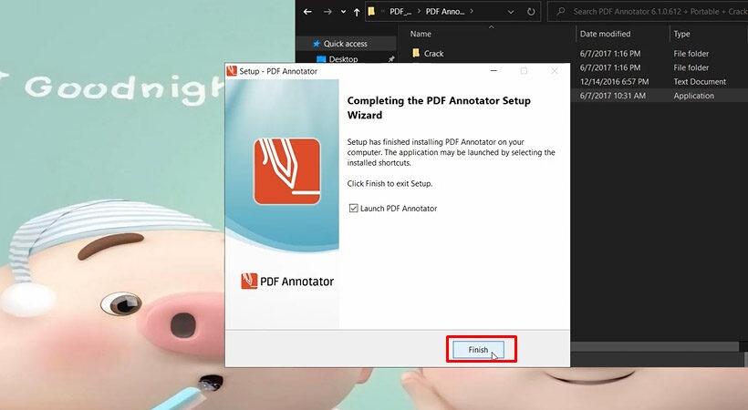 Hoàn tất cài đặt PDF Annotator Portable