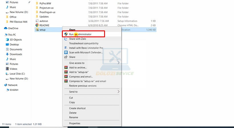 Khởi chạy file setup Project Pro 2010