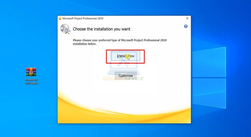 Chọn Install Now để cài Project Pro 2010