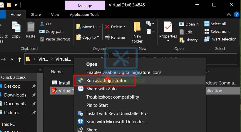 Chạy file cài đặt Virtual DJ 8 với quyền Admin