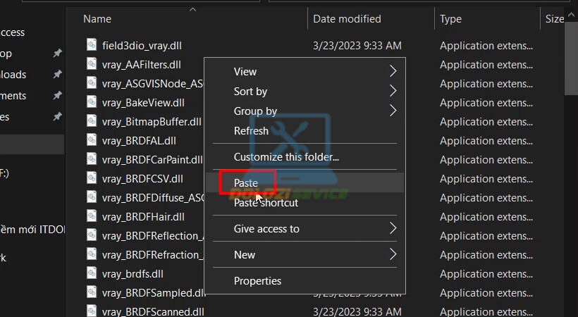 Dán file đã copy