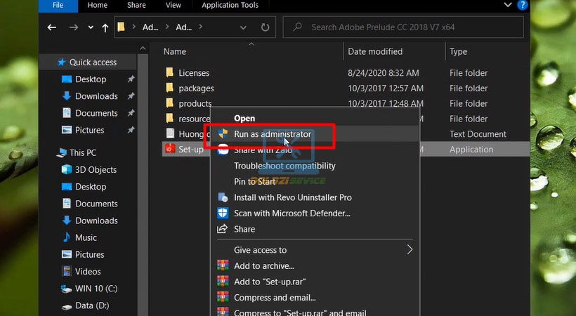 Chạy file Setup của Prelude