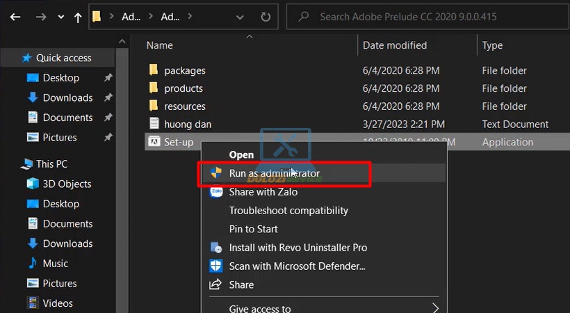 Chạy file Setup Prelude 2020