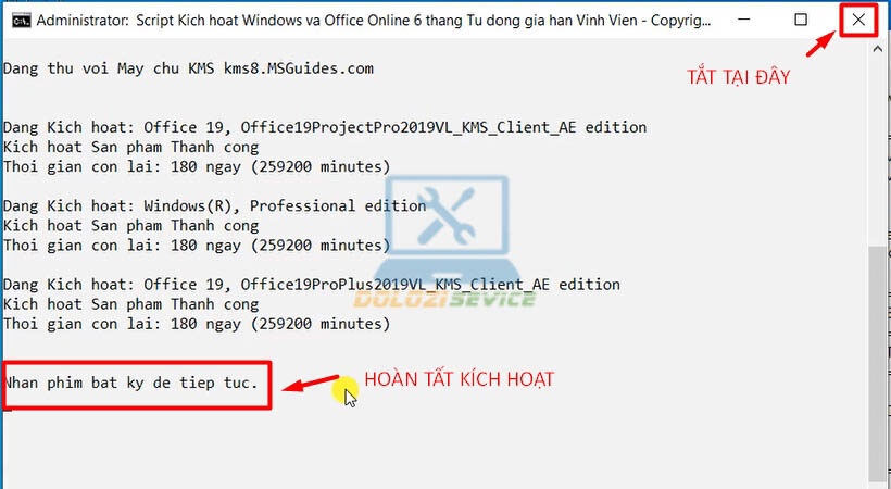 Hoàn tất kích hoạt phần mềm Project 2019