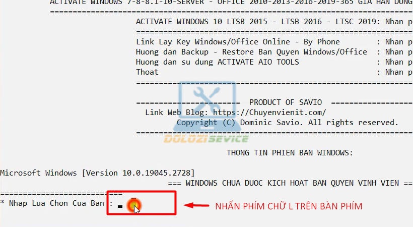 Nhấn phím chữ L trên bàn phím để tiến hành cài đặt Project 2019