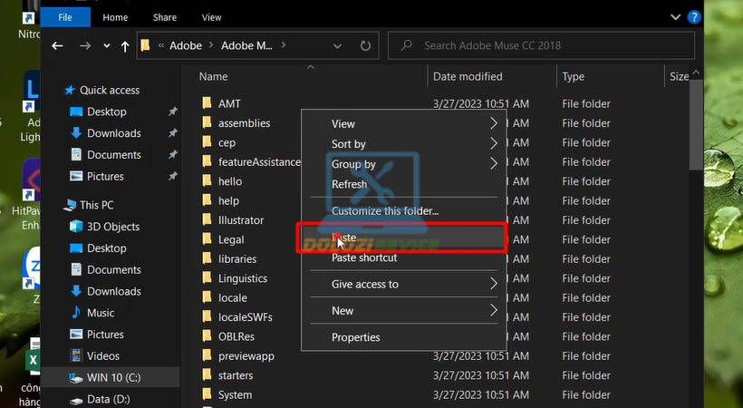 Dán file kích hoạt