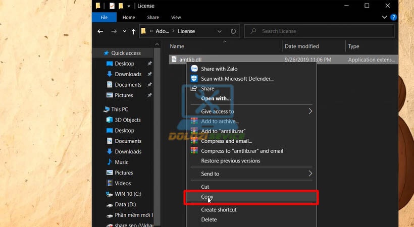 Copy file kích hoạt Adobe Presenter 2019