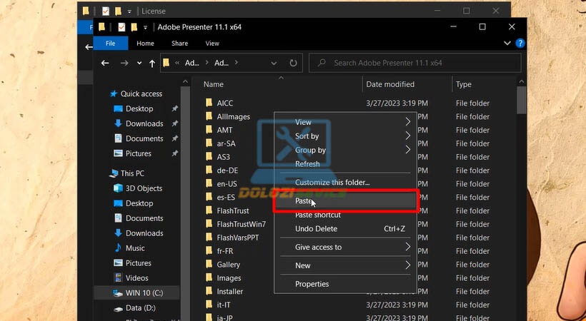 Dán file kích hoạt vào thư mục cài đặt Adobe Presenter 2019