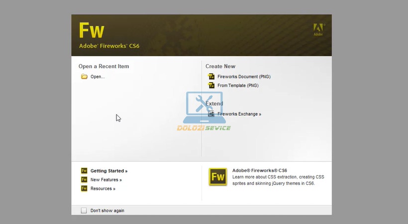 Giao diện Fireworks CS6 sau khi kích hoạt