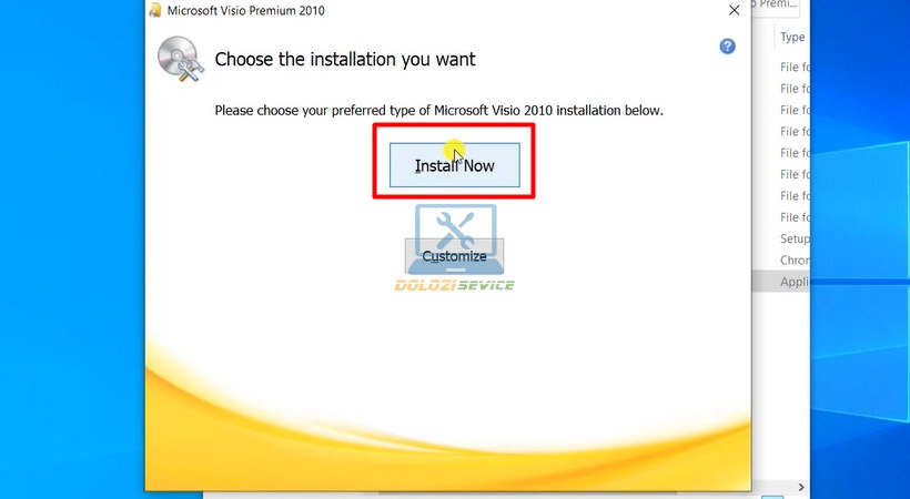 Nhấn Install Now để bắt đầu quá trình cài đặt Visio Premium 2010
