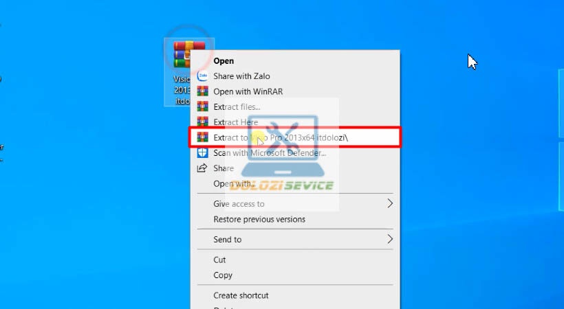 Giải nén file cài đặt Visio Pro 2013