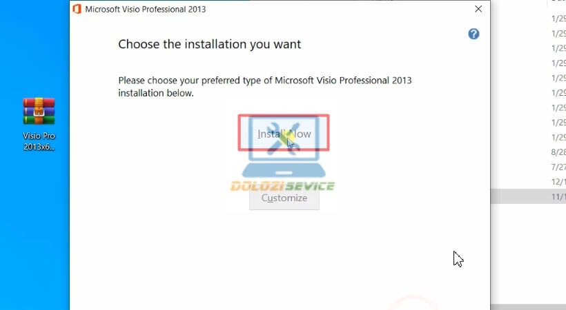 Chọn Install Now để cài đặt Visio Pro 2013