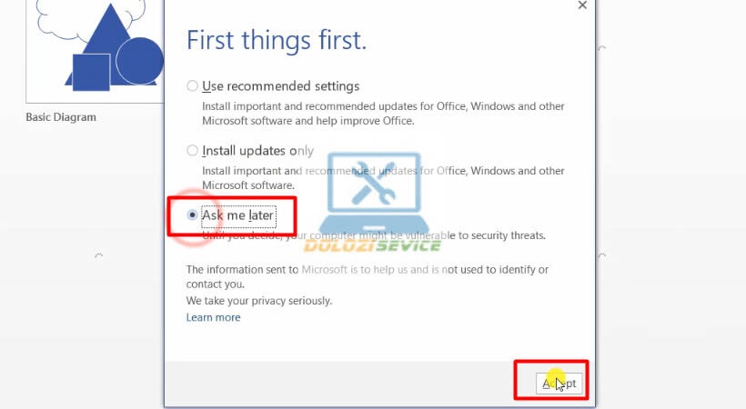 Chọn Accept khi mở Visio Pro 2013