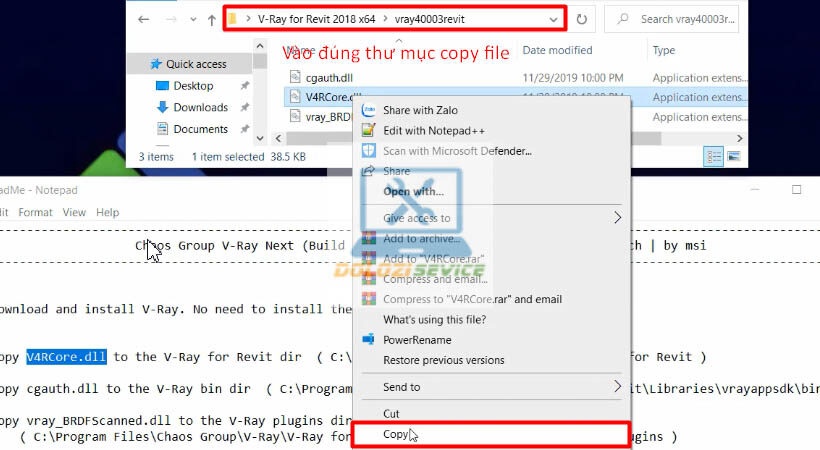 Copy file kích hoạt Vray for Revit 2018