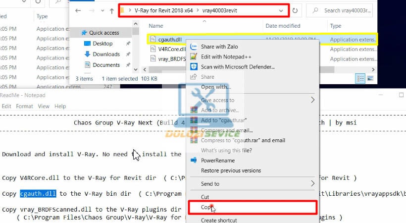 Copy file kích hoạt Vray for Revit 2018