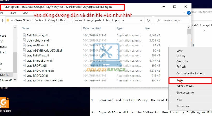 Paste file Vray for Revit 2018