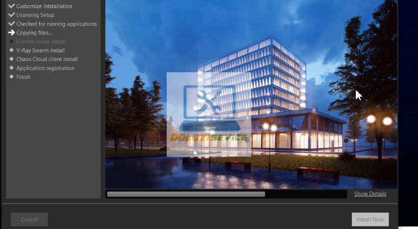 Chờ quá trình cài đặt Vray for Revit 2018