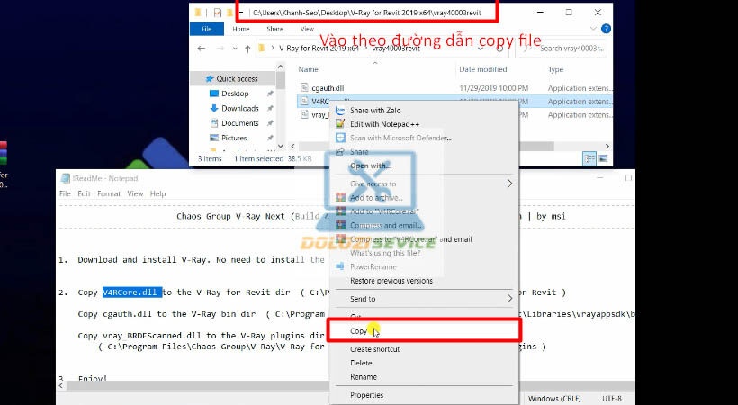 Copy file kích hoạt Vray for Revit 2019