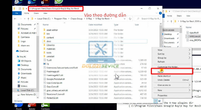 Dán file kích hoạt vào thư mục cài đặt Vray for Revit 2019
