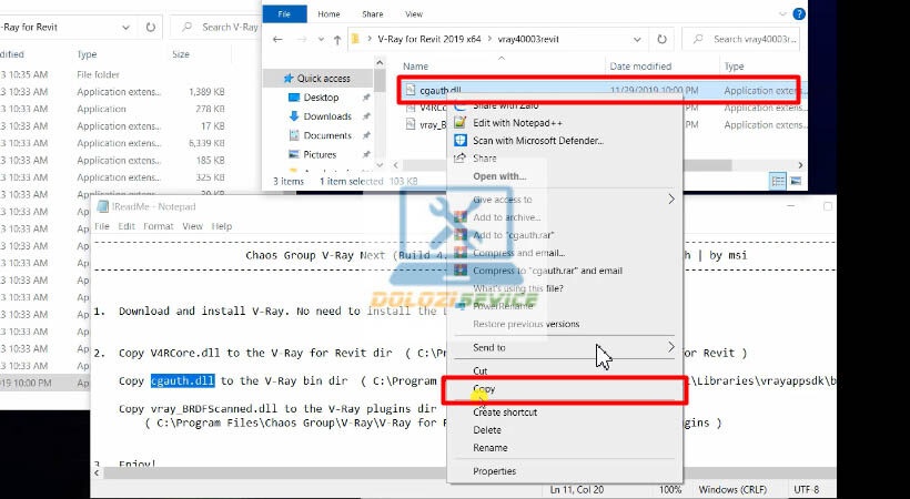 Copy file kích hoạt Vray for Revit 2019 tiếp theo