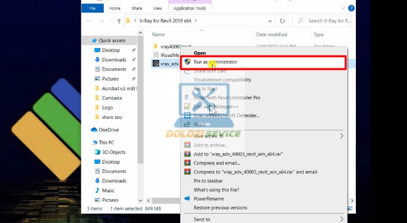 Chạy file cài đặt với quyền Run as administrator