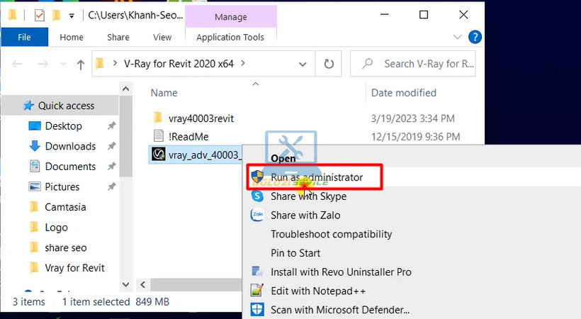 Chạy file Setup Vray